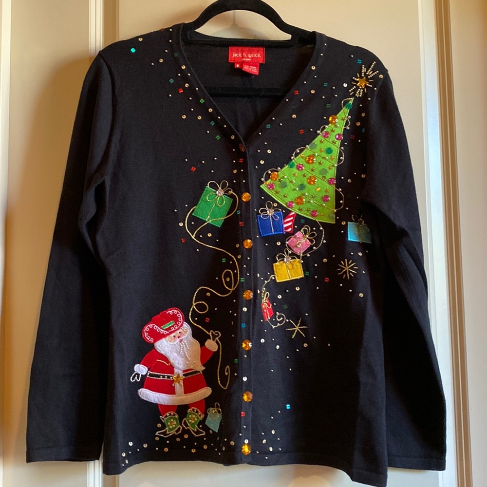 Cowboy Santa Christmas Sweater Cardigan